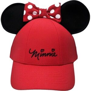 Red Minnie Mouse Adjustable Hat Ears Hat with Polka Dot Bow